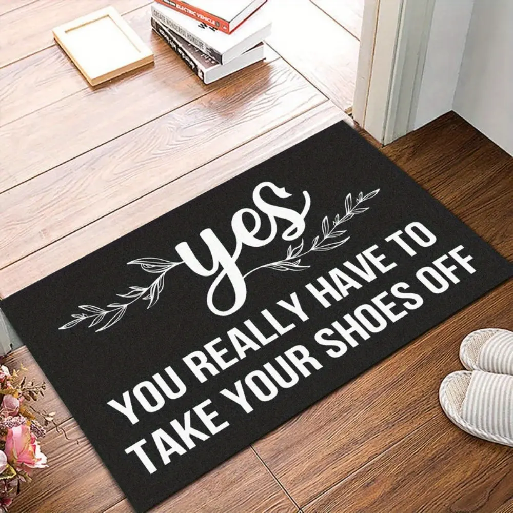 Funny Welcome Mat - Humor Theme Shoe Removal Print, Rug-Style Design, Indoor-Outdoor Front Porch Decor, Home Decorative Rugs, Home Entrance Gift