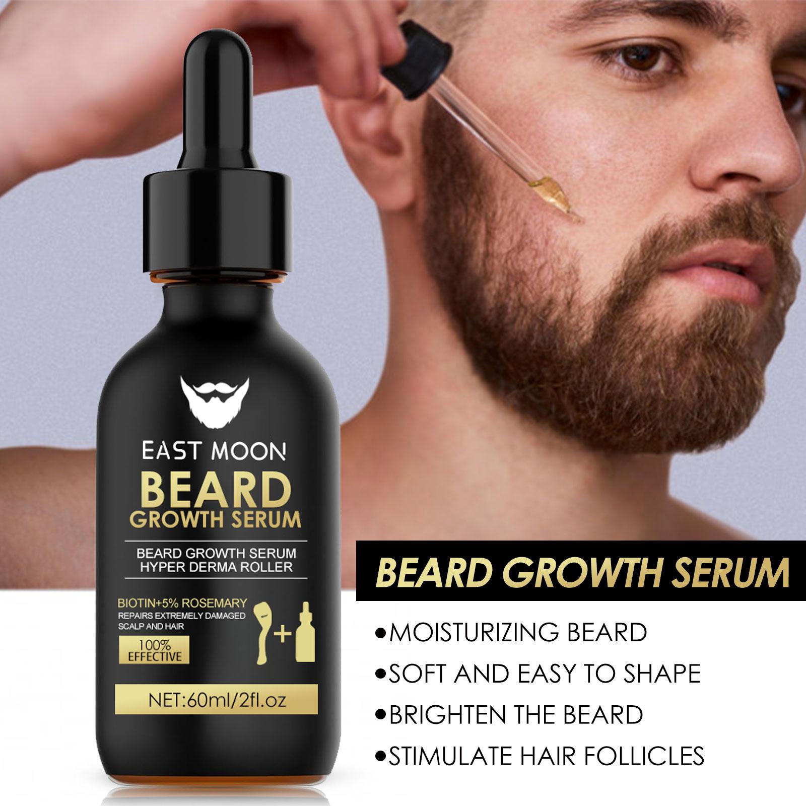 Beard Growth Kit - Serum & Roller Duo for Thicker Facial Hair - Natural Nutrient Oil + 540 Needle Roller - Daily Grooming Essentials for Men,Easy to Use, Perfect Gift for Him