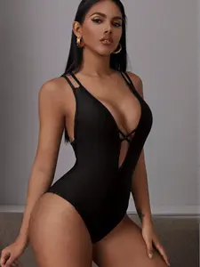 Women's Sexy One-Piece Swimsuit Bodysuit, Fitted Swimwear for All Seasons, Moderate Fabric Thickness, Perfect for Photography