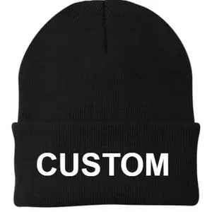 Duty Threads Embroidered Knit Watchcap Beanie Fleece Lined Soft Acrylic Yarn Stretchy Warm Machine Washable Hat for Outdoor Activities
