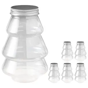 Christmas Tree Shape Party Bottles Set of 6, Perfect for Holiday Parties, Beverage Storage, Cookie Decoration, Candy Holder
