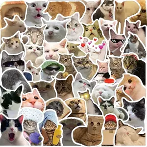 50Pcs Cat Stickers Pack,Kawaii Stickers Vinyl Waterproof Stickers, for Laptop Water Bottle Skateboard Luggage Car Bumper Cute Cat Stickers for Girls Kids Teens