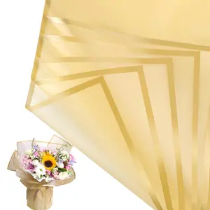 20 Sheets Gold Flower Wrapping Paper, Waterproof Translucent Korean Floral Paper for Flower Bouquet Wraps & Gift Packaging, 22.8x22.8in Florist DIY Supplies