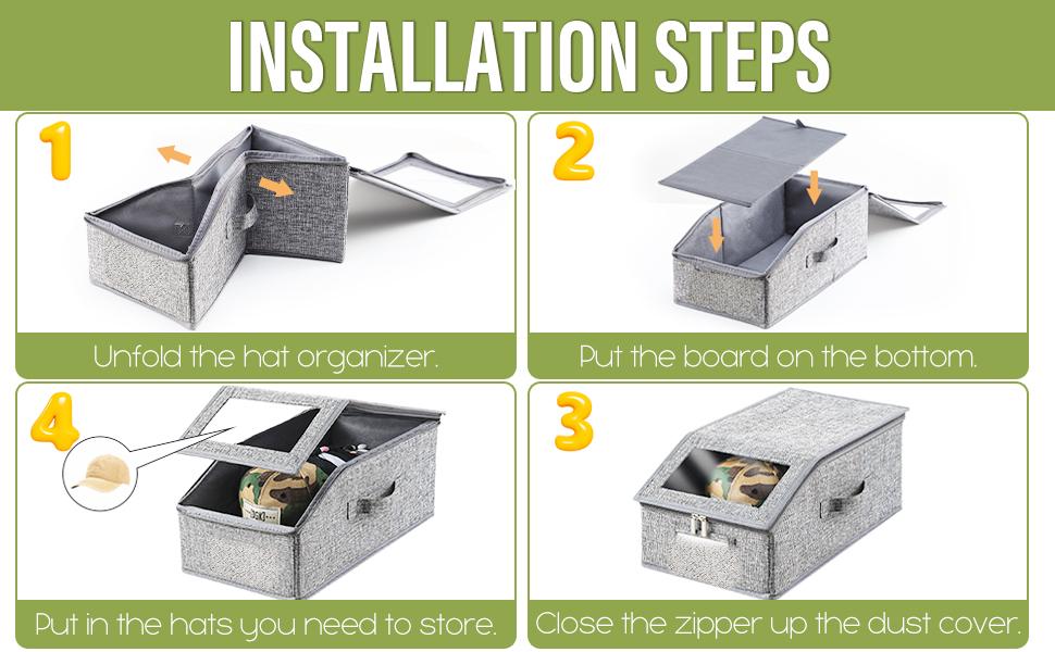 3 Pack Stackable Baseball Cap Storage Boxes – Foldable Hat Organizer with Clear PVC Window, Holds Up to 36 Caps, Reinforced Cardboard Base, Dustproof, Portable & Space-Saving, Perfect for Closet, Bedroom, Shelf, Dorm Room, Travel, Baseball Hat Collection