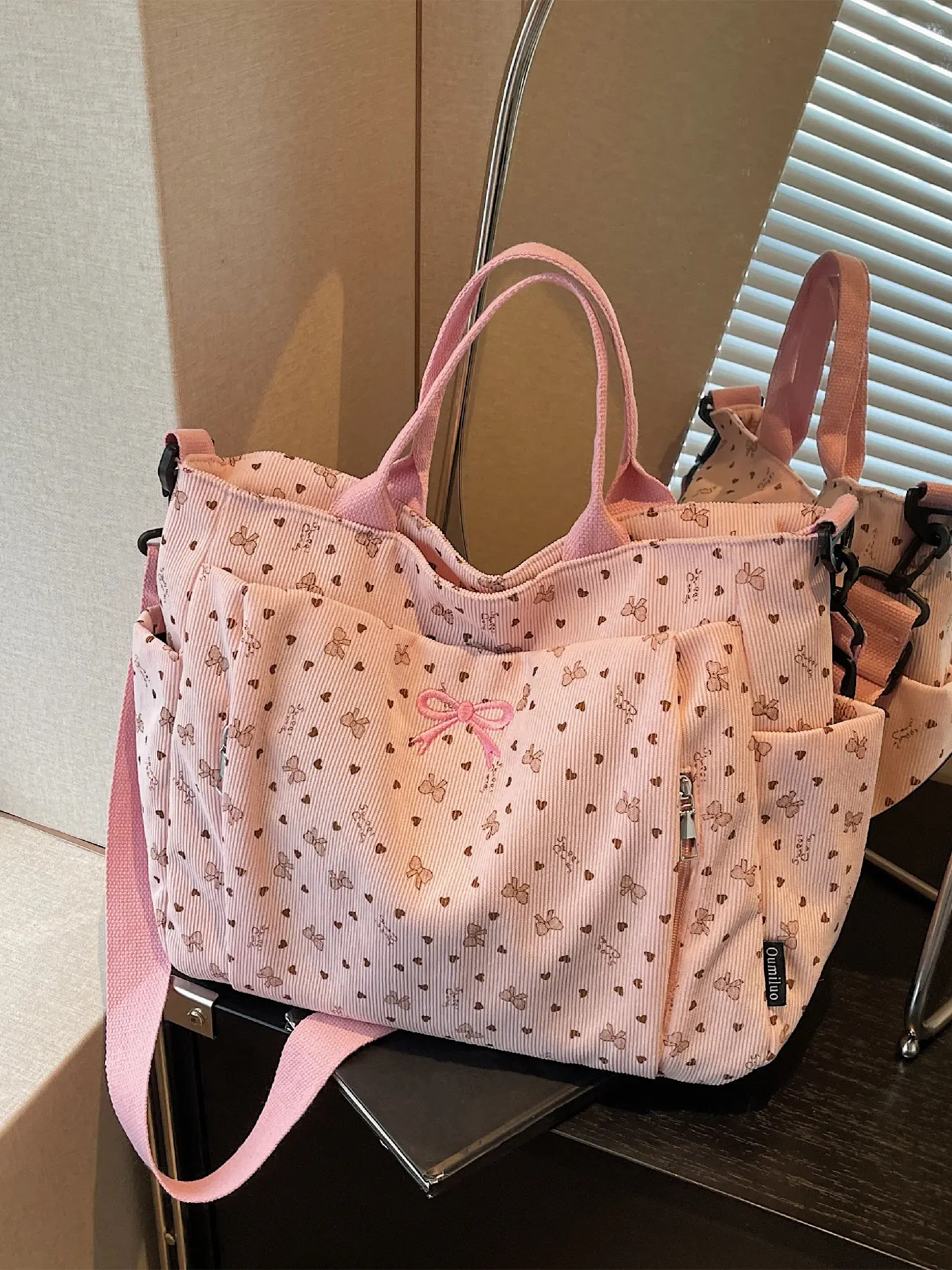 Elegant Fashion Large Capacity Bow Heart Design Tote Bag, Handheld Shoulder Crossbody, Perfect for Daily Outing, Date, Dinner, Crossbody Shoulder Handbag
