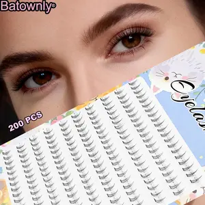 DIY Natural Comic Eye Lashes, 200 Pcs Lower Fluffy Eyelash Clusters, Single Cluster, Daily Use Realistic False Lashes for Beginners