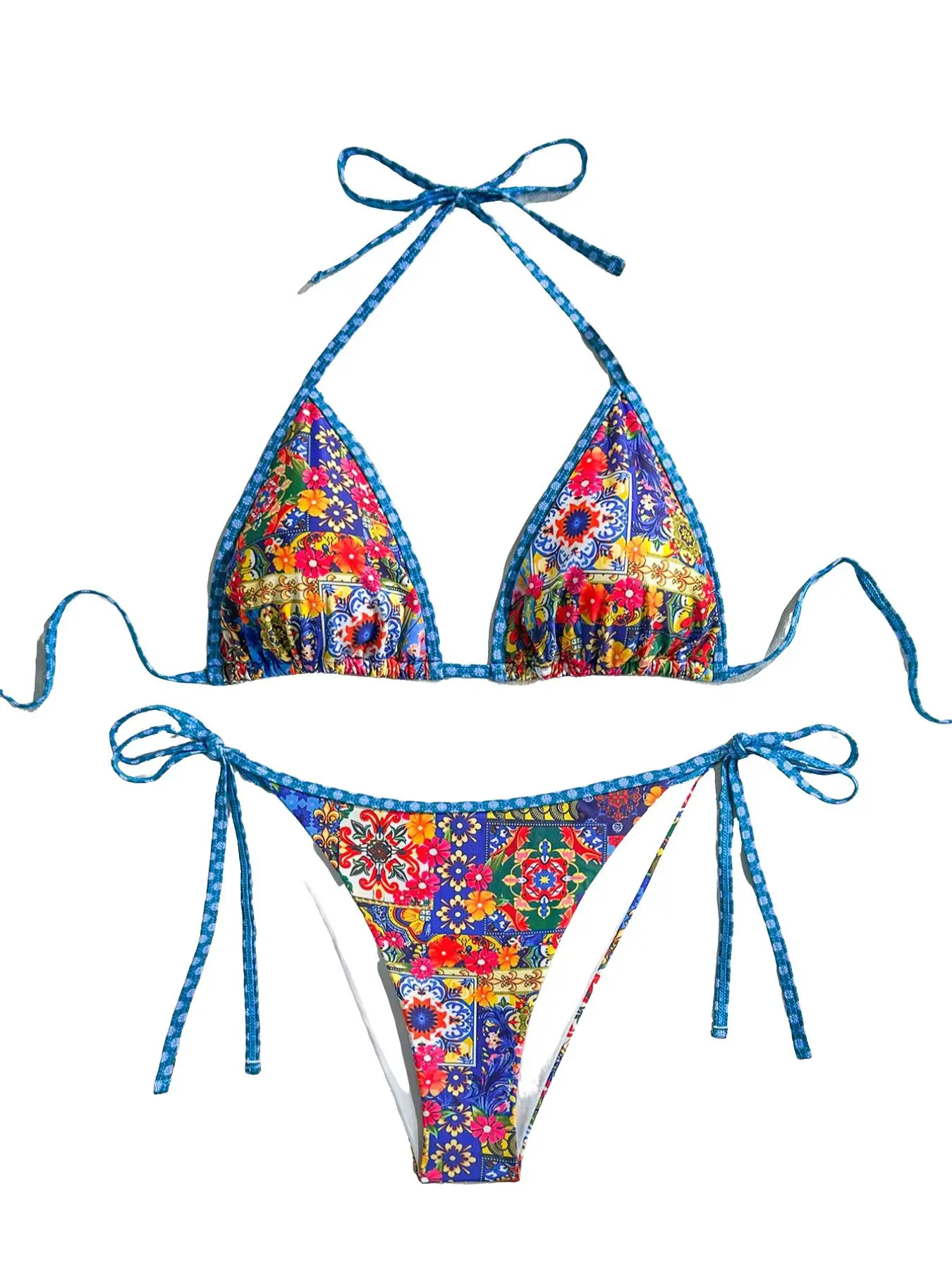Women's Sexy Plus Size Boho Bikini Set, Digital Print, Fitted Design, Regular Length, All Seasons Casual Wear, Floral Bikini, Printed Bikini Set, Bikini Swimsuit Set, Bikini Swimwear Set