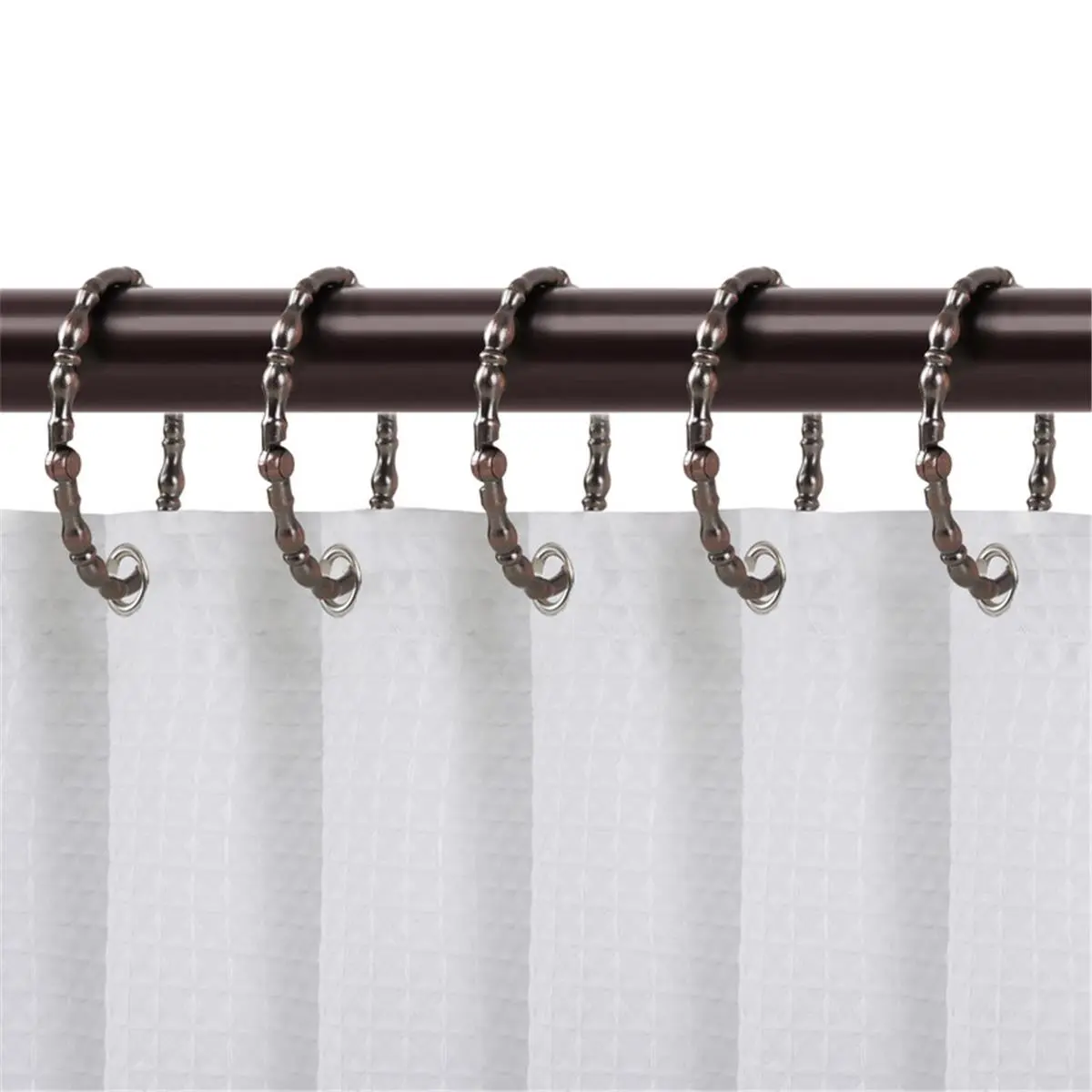 212 MAIN Zinc Alloy Rustproof Metal Shower Curtain Hooks Set - 12-Piece Oil Rubbed Bronze Bathroom Fixture Accessory Rings for Shower Curtain or Liner, Twelve Pieces