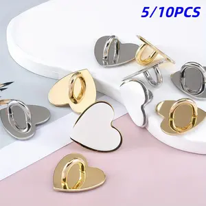 5/10pcs Heart Shaped Adhesive Metal Charms for DIY Crafts, Perfect for Phone Cases, Lanyards, Shoes, and Watches, Heart Design Accessories, Heart Charm Decor