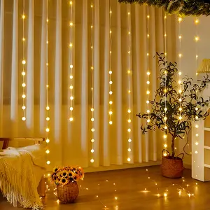 USB Powered 90 LED Bubble Ball Curtain Lights String, 8 Lighting Modes, Interior Led Lights, Perfect for Weddings, Parties, Garden, Patio, Living Room Decor