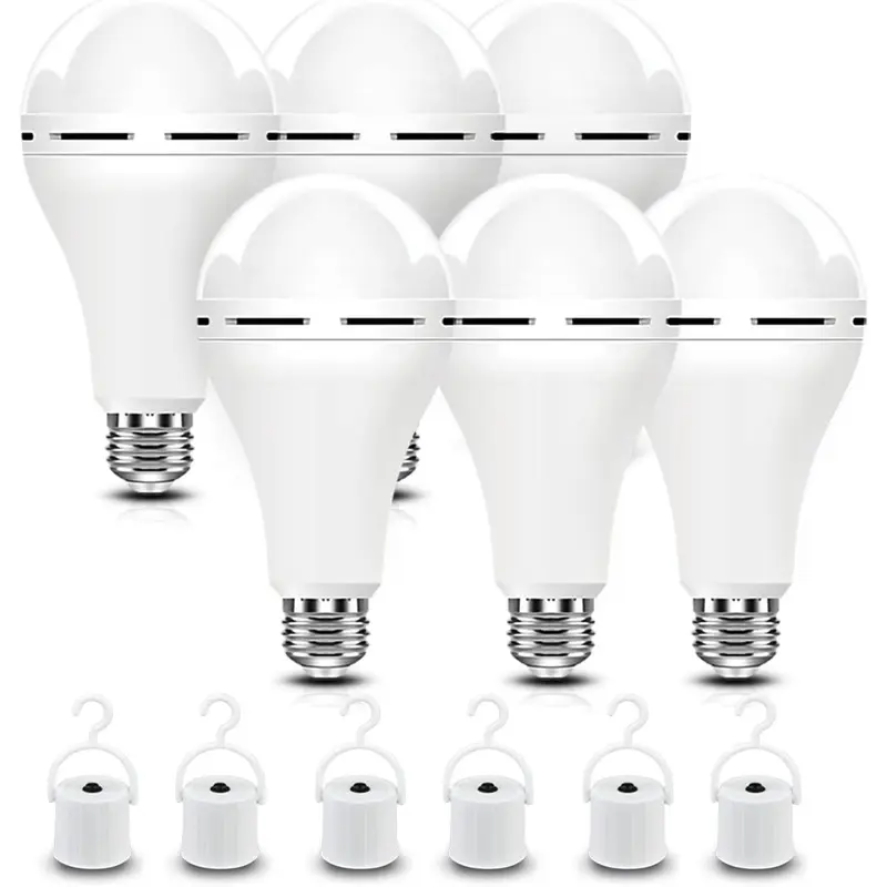 Rechargeable Emergency Light Bulbs, Battery Powered Energy Efficient LED Light Bulb 6000K Daylight E26 120 Volt 9W 60W Equivalent with 1200mAh for Home Power Outage Camping Hurricane