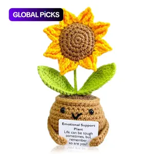 Crochet Potted Sunflower Plant, 1 Count Creative Knitted Potted Plant, Mini Cute Emotional Positive Succulent Positive Life Potato Doll Ornament, Handmade Crochet Figure #GLOBAL PICKS
