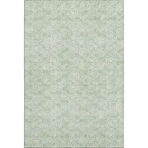 HomeRoots 661598 9 x 12 ft. Mint Green & Ivory Polka Dot Transitional Washable Machine Made Rectangle Area Rug with UV Protection