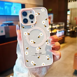 1pc Chrysanthemum Bee UV printed Protective Cover Cellphone phone case, suitable for iPhone 17-11 Pro Pro Max Plus, trendy gift for all occasions, Protection