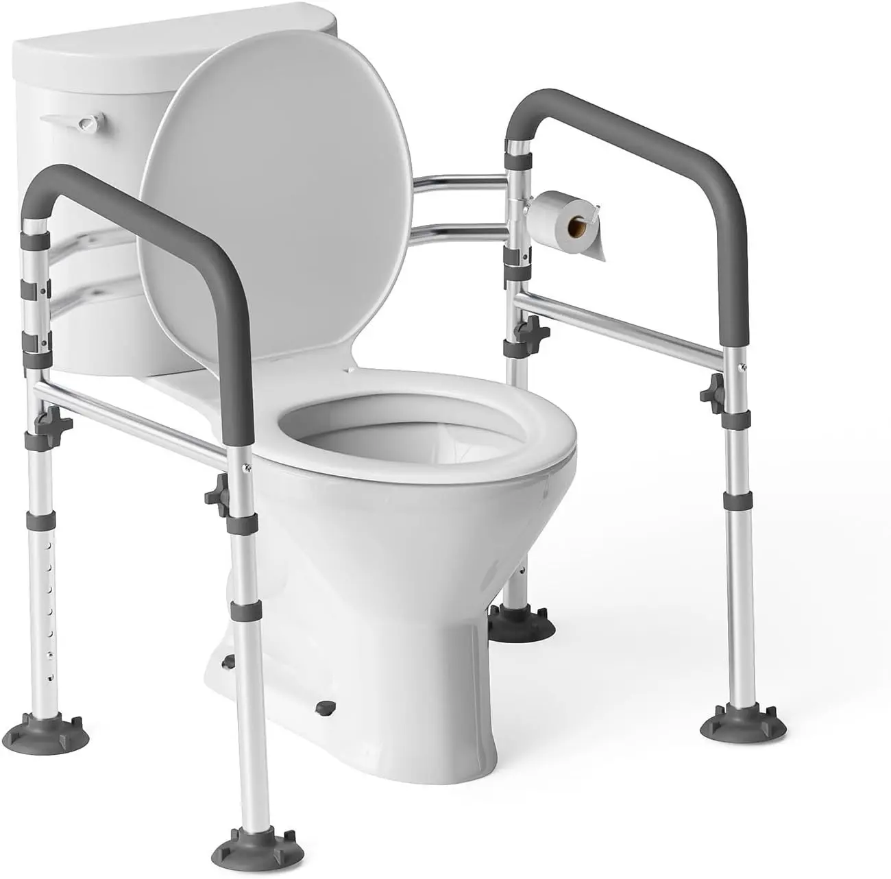 Toilet Safety Rails,Height-Adjustable Toilet Frame Width-Adjustable Toilet Handles Foldable Toilet Rail Provides Support for Seniors    Gray