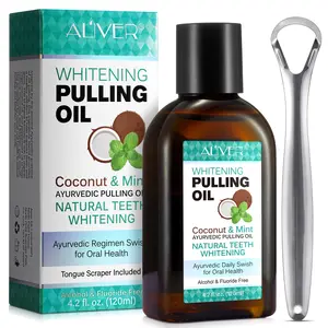 ALIVER Coconut Oil & Mint Mouthwash (120ml), coconut oil and mint mouthwash, breath-freshening mouthwash, portable mouthwash for home use, deeply cleans teeth, soothes the mouth, and relieves a bitter taste