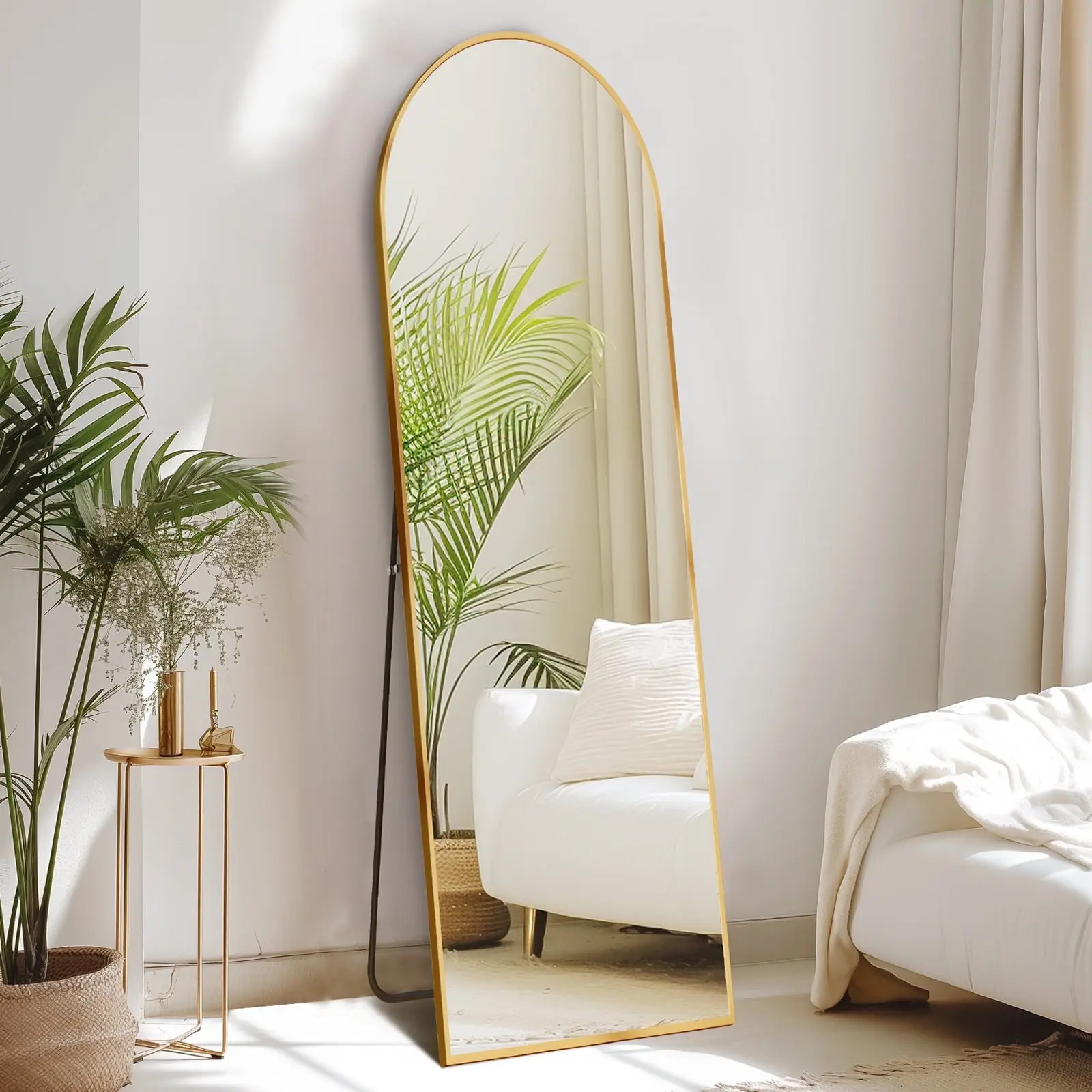 59"x16" Arched Full Length Mirror, Full Body Standing Floor Mirror