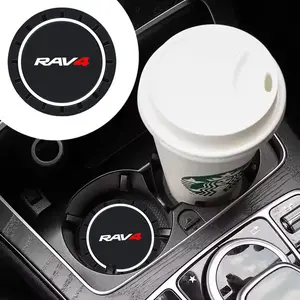 2pcs Rav4 Emblem Car Coaster, Water Cup Bottle Holder, Anti-Slip Pad Mat, Silica Gel Waterproof, Interior Accessories for Toyota Models