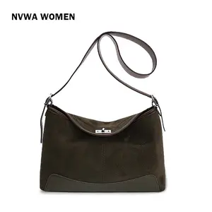 Faux Suede Hobo Tote Bag for Women Minimalist Shoulder Bag Spacious Organizer Purse for Work Office Daily Commute Unique Design Handbag