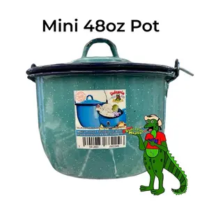 Mini Blue Cooking Pot, 48oz, 4.5 inches, Made in Mexico