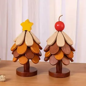 Christmas Must-Have! Treevet Wooden Tree Coasters (6-Piece), Hot Pot/pan Mats, Star Shape Cork Trivets, Perfect for Festive Decor