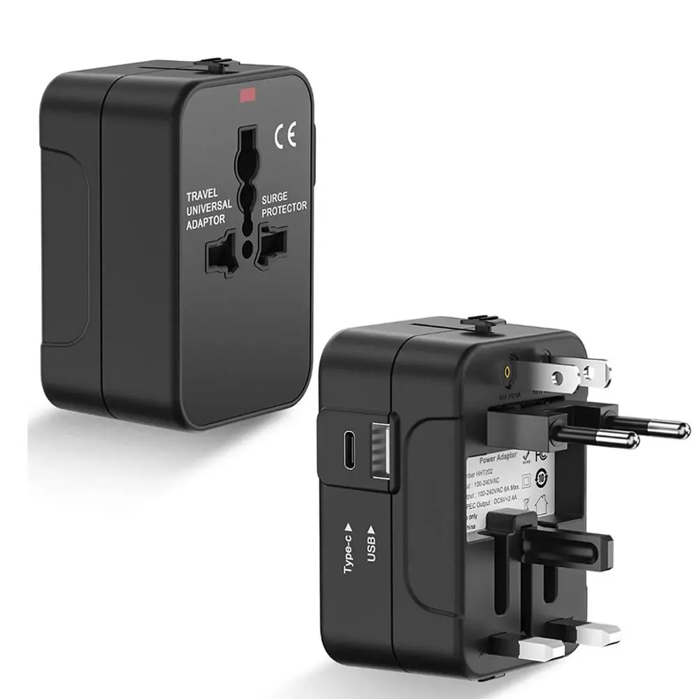 Multifunctional Travel Charger, Compact & Multifunctional Charger with USB-C & USB-A Ports, Universal Travel Adapter for EU, US, UK, Australia, Cellphone