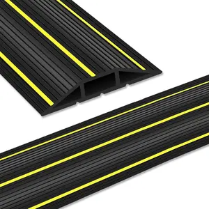 10Ft Floor Cord Cover,  Covers for Cords  Floor, Extension Cord Covers Outdoor Floor Power Cord Protector  Management,  Trip Hazard for  Office or Outdoor Settings, Black