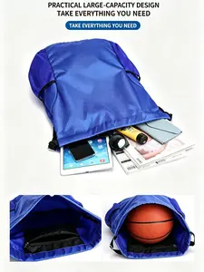 Drawstring Backpack, Water Resistant Sports Sack Pack, Large Capacity Gym Bag with Side Pocket, Adjustable Lightweight Travel Bag for Basketball & Swimming