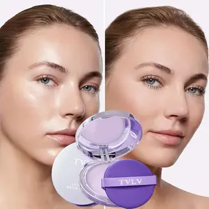Tvlv Pale Natural Matte Long-Lasting Pressed Powder Compact Mirror with Skin-Friendly Sponge, Oil Control Waterproof Portable Makeup