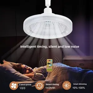 LED Aromatherapy Crystal Fan Light E27 Screw Base Dimmable Plastic Small Integrated Universal Head Fan Lamp for Ceiling