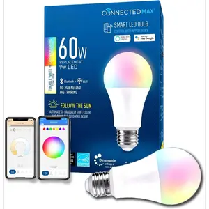 Connected Max Smart Led Bulb A19 60W Tunable White + Color Changing, 2.4 Ghz, Works with Alexa and Google Home, No Hub Required, Bluetooth + WiFi, 1Pk
