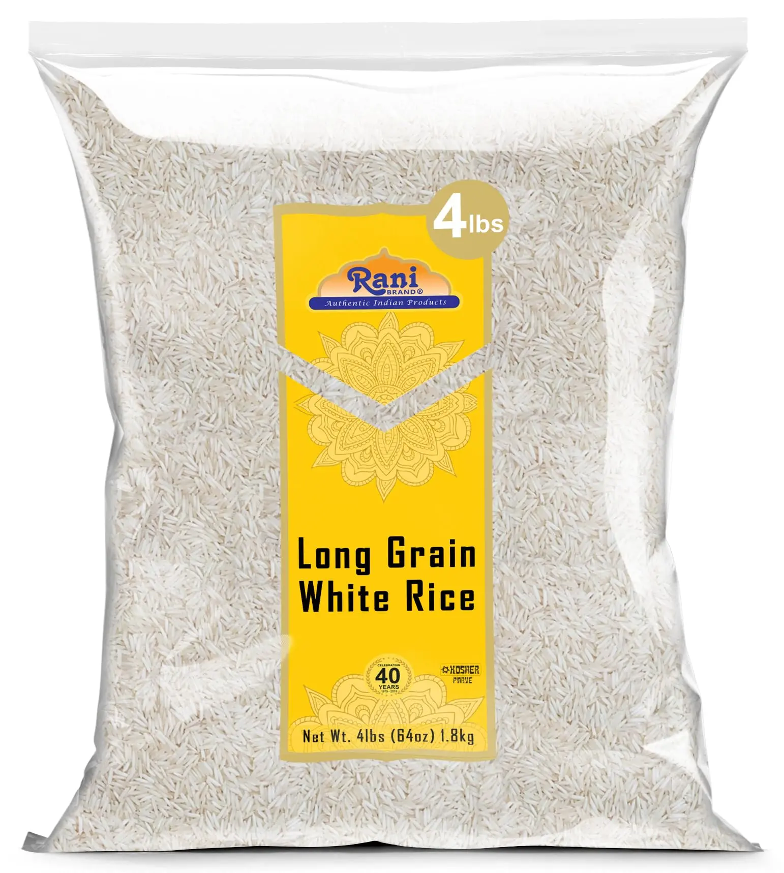 Rani Long Grain White Rice 64oz (4lbs) 1.81kg Bulk  ~ All Natural | Gluten Friendly | Vegan | Non-GMO | Kosher | Product of USA