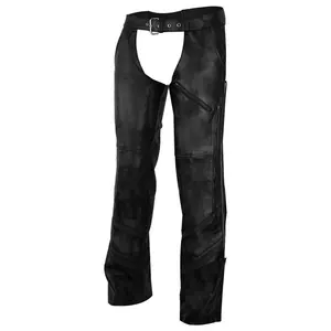 Vance Leather Mens Black Reflective and Vented Premium Cowhide Leather Biker Motorcycle Riding Chaps