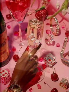 Pink Glam Party Diamond Painting Kit - Champagne & Strawberry Rhinestone Art, Full Drill DIY Wall Decor