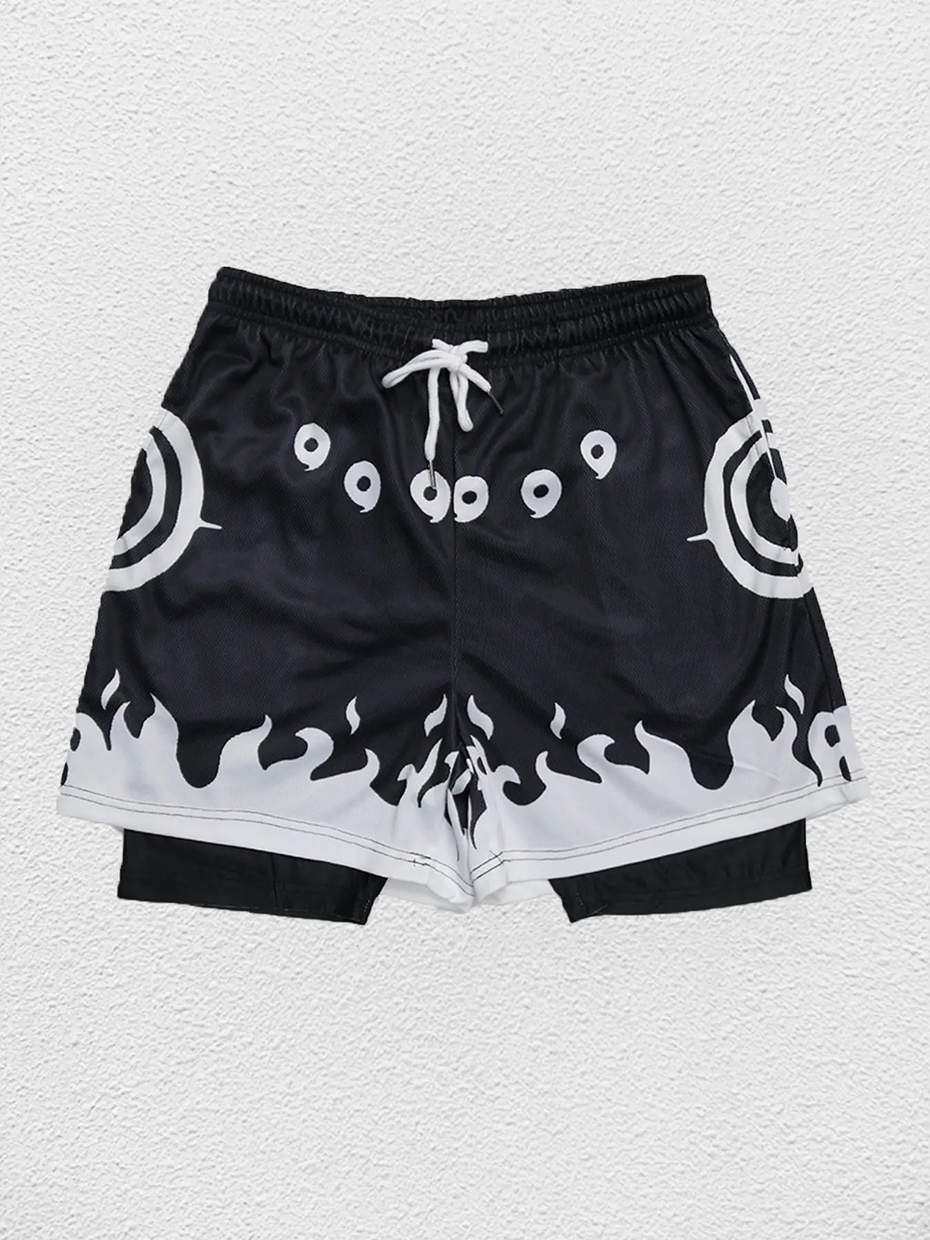 Men's Regular Fit 2 in 1 Cloud Print Drawstring Waist Athletic Sports Shorts, Gym Graphic Shorts, Casual Breathable Shorts for Gym Workout Running, Me