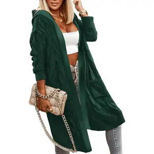 Cable Knit Cardigan Sweaters for Women 2026 Fall Winter Open Front Hooded Oversized Long Trendy Warm Coats OutwearGift