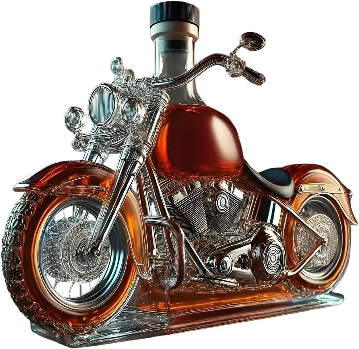 Whiskey Decanter Motorcycle Shaped Glass Empty Wine Bottle For Men Dad Vintage Liquor Bottle For Bourbon Vodka