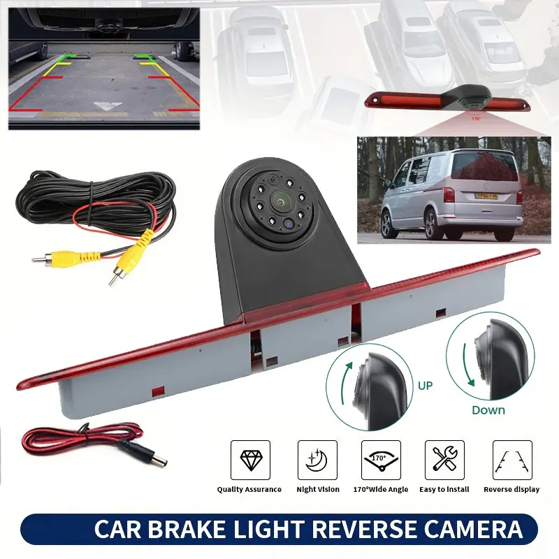 Rear High Mount Brake Lamp With Camera --- 3rd High Brake Light Parking Reverse Car Camera CCD Technology Fit for Mercedes Sprinter//VW Crafter Vans 2007-2018, 6 LED Lights Wide View Angle Easy Installation Backup Camera Rearview Camera