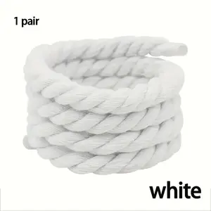 1 Pair of Handmade Braided Twine Shoelaces - Durable & Stylish Thick Rope Laces for Sneakers, Canvas Shoes, and Casual Footwear (White, Black, Pink)