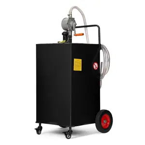 GARVEE 40 Gallon Fuel Caddy with Manual Pump - Heavy Duty Gasoline and Diesel Transfer Tank on 4 Wheels, Spill-Proof Portable Fuel Container for Boat, Truck, Lawn Mower, ATV, Garage, and Farm - Black