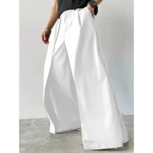 Men'S Loose Fit Wide Leg Pants - Deep Burgundy, Non-Stretch, Versatile for Casual & Formal Wear, Comfortable Trousers Attire, Wear | Nonstretch Fabric
