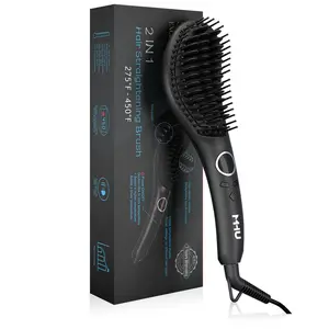 Ionic Heated Comb, PTC Heating Element, 150-230℃ Adjustable Temp, Dual Voltage 100-240V with Button Lock, Best Hot  Brush