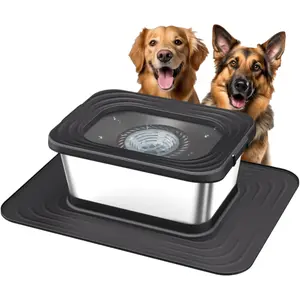 10L Stainless Steel Dog Water Bowl, No Spill Anti-Splash Dog Bowls with XXL Silicone Mat, Spill-Proof Slow Feeder for Messy Drinkers, Heavy Duty Pet Bowls for Indoor/Outdoor Use