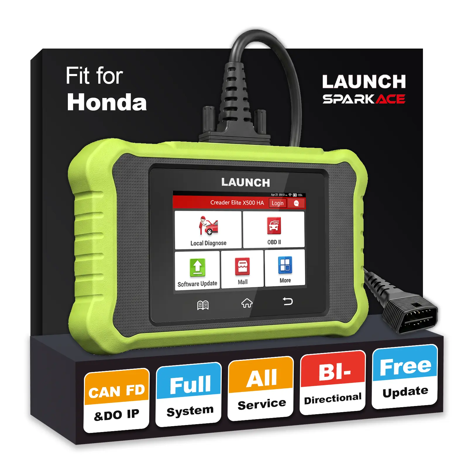 LAUNCH OBD2 Scanner Creader Elite X500 for Honda Acura, Full System Bi-Directional Scan Tool, All Reset Services Code Reader, AUTO VIN, Battery Registration, Lifetime Free Update