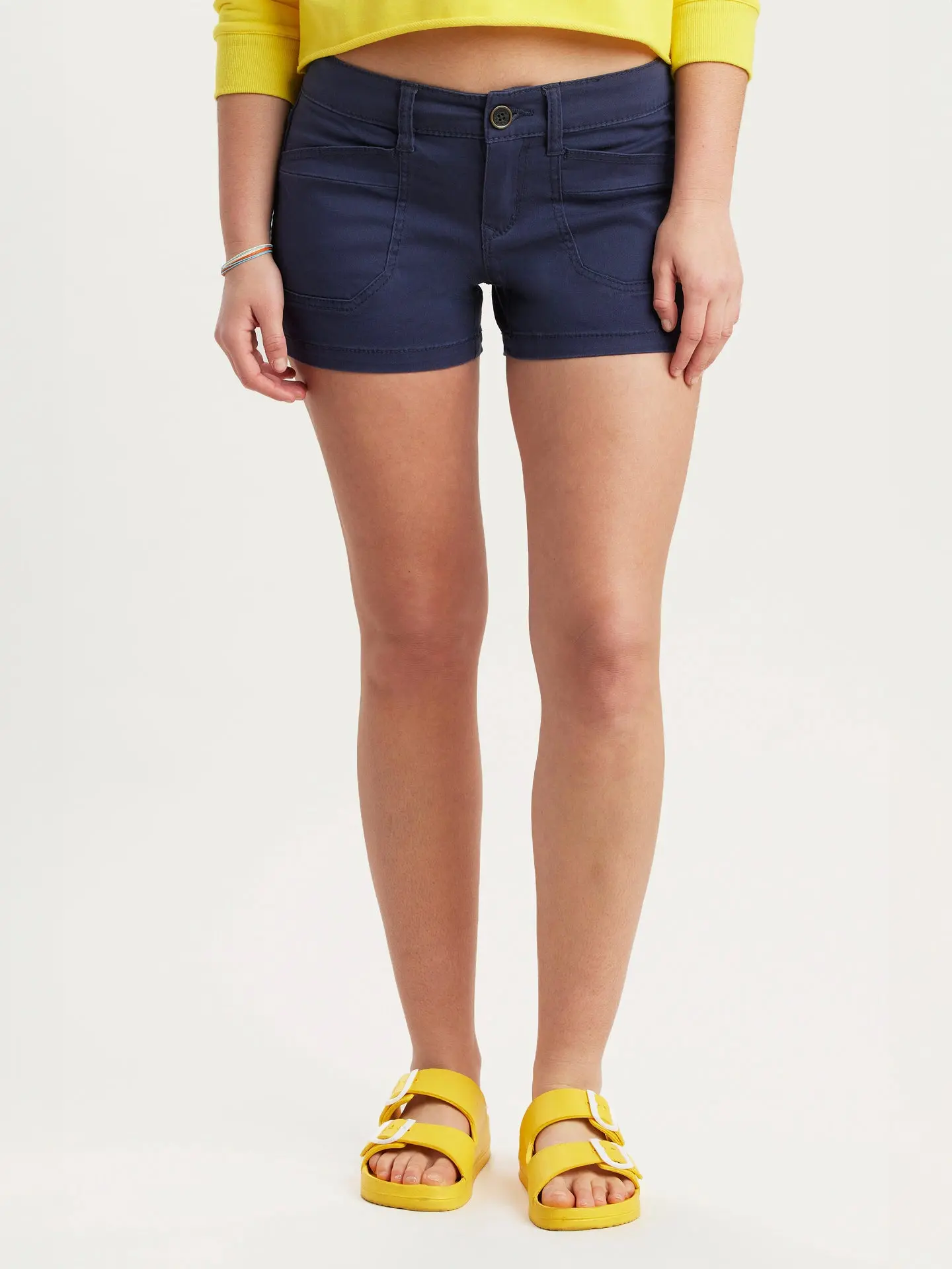 UNIONBAY Delaney Women's Low-Rise Casual Shorts in Soft Stretchy Cotton, Lightweight with 3.5" Inseam and Button Pockets, Fabric, Cropped, Bottom