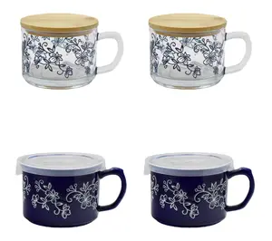 Temp-tations Set of 4 Ceramic and Glass Seal the Meal Mug Set