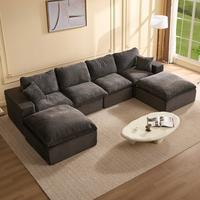 Grey-4 Seater + 2 Ottoman - 137" U