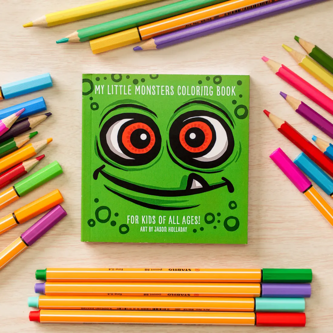 My Little Monsters Coloring Book #2 - 4" x 4" Pocket-Sized Book with 50 Unique Monsters, Markers Approved, Heavyweight Paper Stock