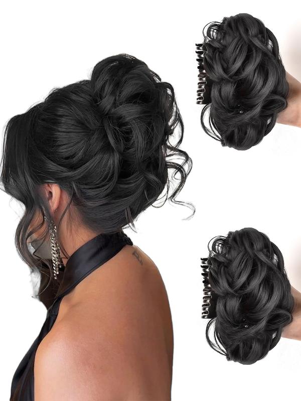Women's Curly Hair Bun Clip-In Wig, Synthetic Extensions, Short Synthetic Hairpiece for Women & Girls, Perfect for Daily Use & Parties