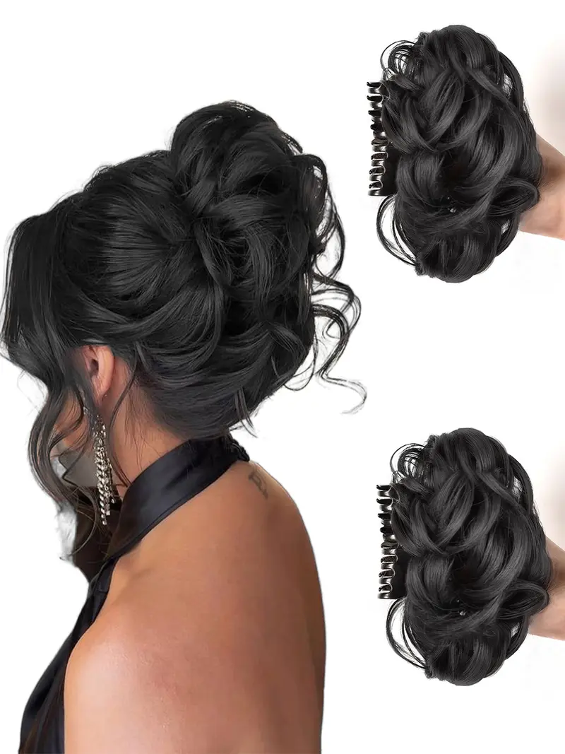 Women's Curly Hair Bun Clip-In Wig, Synthetic Extensions, Short Synthetic Hairpiece for Women & Girls, Perfect for Daily Use & Parties